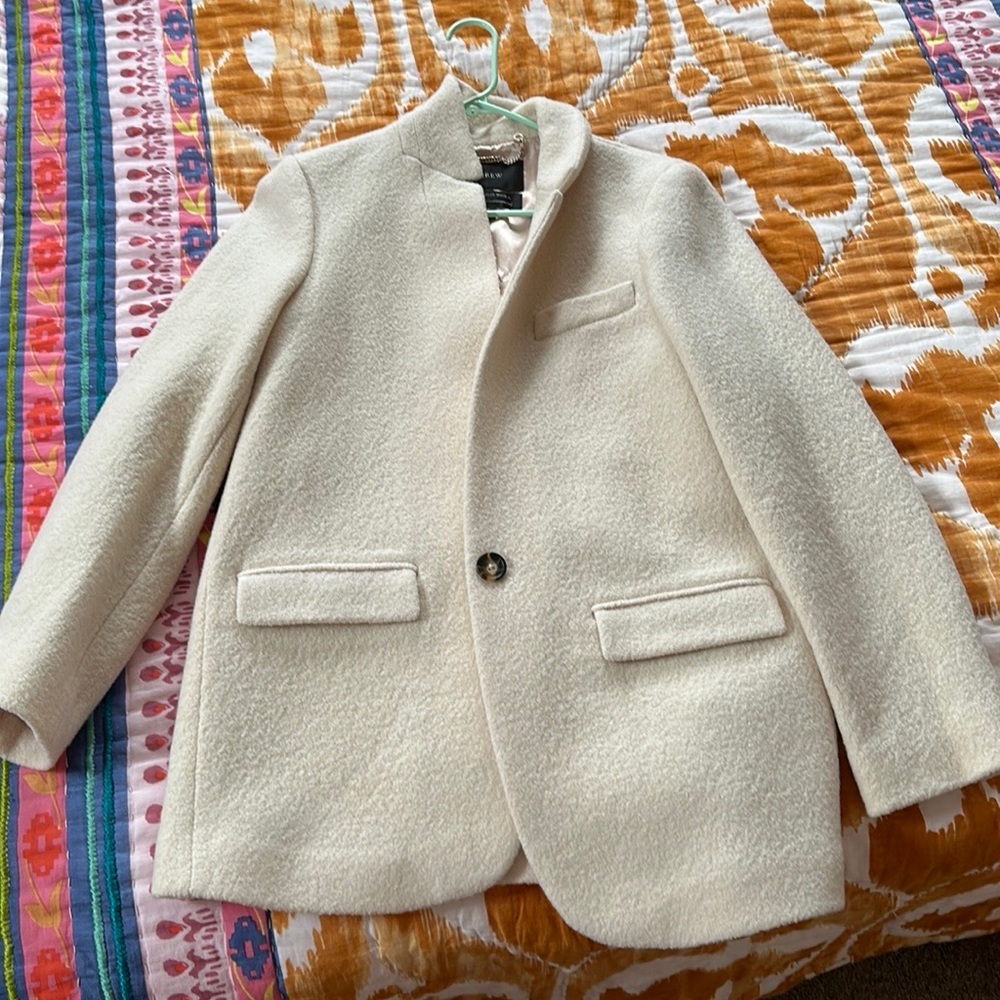 J Crew White Wool Coat
